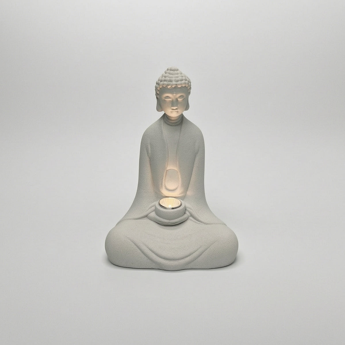 Zen Statue with LED Minimalist Garden Ornament Textured for Tabletop, Gardeners