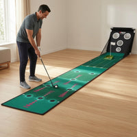 Golf Putting Mat with Target Net Portable Golf Hitting Net with Practice Mat Foldable for Golfers, Beginners, Home, Backyard, Office