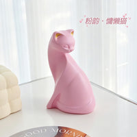ins风粉色慵懒猫桌面玄关工艺摆设轻奢高级感家居客厅酒柜装饰品