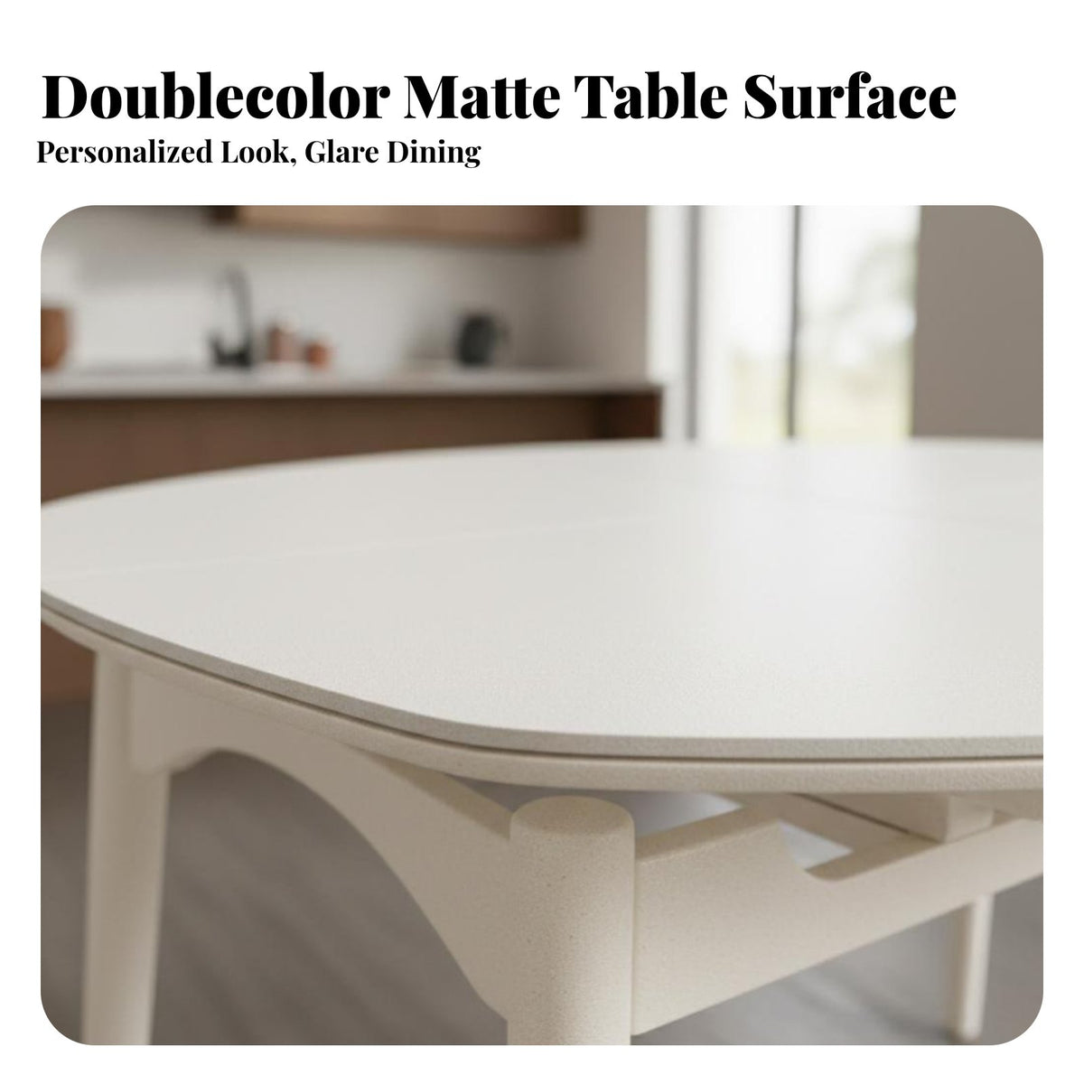 double Shape Extendable Round-to-Oval Table Cream aesthetic Dining Room Furnishing Space Saving Home Furniture Seats 4-6 People for Small Apartment Dwellers, Families, Homeowners, Family Gatherings, Dinner Parties, Kitchen