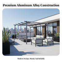 Weatherproof Vine Trellis Arbor Rustproof Aluminum Frame Pergola Rust Resistant Aluminum Pergola with Retractable Canopy Protection for Gardeners, Homeowners, Families, Backyard, Deck, Poolside, Carport