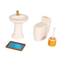 4 Pieces Dollhouse Bathroom Set Elegant Furniture Interactive for Hobbyists