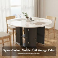 1 Collapsible Kitchen Table Convertible Dining Table Set Extendable Kitchen Table with Storage Folding Dining Table Movable Structure Built-in Storage Suitable for Small Apartments Homes Gathering