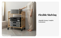 Mobile Design Multi-Tier Audio Equipment Stand Sturdy Structure Floor Standing Stereo Component Shelf Stable Construction Stereo Component Rack Heavy Duty for Audiophiles, Living Room
