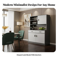 Storage Cabinet with Vino Rack Modern Design Vino Bar Display Cabinet Large Capacity Dining Room Buffet Hutch for Families, Homeowners