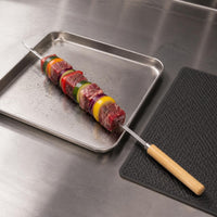 25 Pieces Stainless Steel Kebab Skewer Thickened Wood Handle Grill Skewer Rust-Resistant for Barbecue
