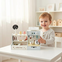 Children's Coffee and Imaginative Confections Food Set Complete Accessory Kit Wooden Coffee Maker Toy Set Realistic Sounds