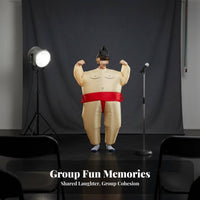 Inflatable Sumo Wrestler Costume Built-in Fan Funny Plump Suit Hilarious