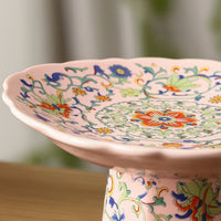 Ceramic Pedestal Plate Decorative Footed Dessert Plate Compact Ceramic Dessert Stand for Hosts, Afternoon Tea, Sideboard
