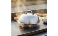 Griddle Basting Cover Brushed Finish Round Burger Cover Heat Resistant Handle Teppanyaki Lid for Grilling, Outdoor, Kitchen