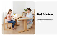 Adjustable Desk and Chair Set Tilting Desktop children's Furniture Built-in Storage Drawer Side Bag Hanger for Schoolwork