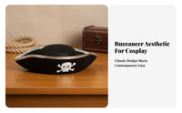 Child S Pirate Hat Gold/Silver Trim Pirate Leader Hat Costume Accessory Lightweight Themed Headwear Soft Material