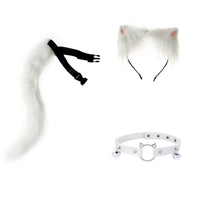 Cosplay Cat Ear Headband and Tail Accessory Set for Adults