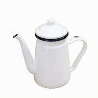 Enamel Coffee Pot Fitted Lid Kitchenware Rounded Body