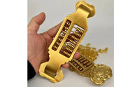 Abacus Plaque with Auspicious Scepter Motifs Gold-Tone Desktop Decor Compact
