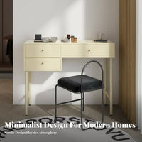 Upholstered Loop-Frame Stool Minimalist Design Indoor Seating for Bedroom, Women