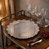 Gold Round Tray Elegant Ornate Fruit Plate Easy to Clean for Party