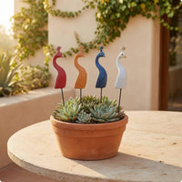 Hand-Painted Peacock Plant Pick Resin Peacock Stake Ornament Feather Pattern Outdoor Decor Textured for Flower Pots