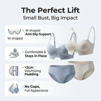 Push Up Bra for Women with Soft Underwire and Padded Cups for Small Breast, Lingerie Set with Matching Panty for Everyday Wear