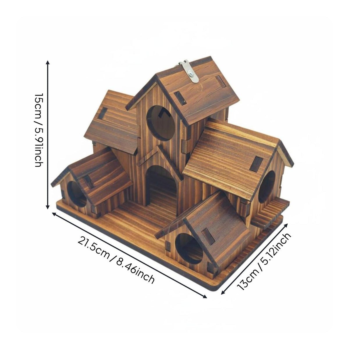 Wooden Villa Birdhouse Natural Wood Garden Accessory Easy to Hang for Gardeners