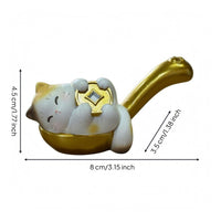 Spoon Ornament Glossy Cat Figurine Cute Gilded Cat Decor