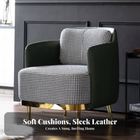 Houndstooth Armchair Nordic Design Upholstered Accent Armchair Retro Design Easy Assembly for Readers, Living Room