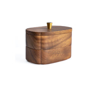 Walnut Wood Dental Floss Container with Lid, Solid Wood Toothpick Holder, New Chinese Style