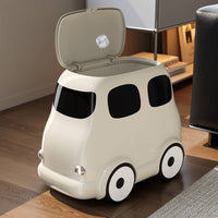 Bus Trash Can Easy to Move Rolling Trash Can Window-Design Panels