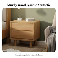 Rattan Front Nightstand Nordic Aesthetic Bedside Table Child-Safe Rounded