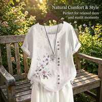 Going Out Tops for Women in Boho Style with Floral Embroidered Design, Linen Blend Summer for Airy Comfort, Plus Size Spring Clothes
