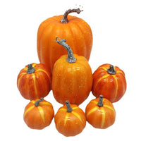 7-Piece Foam Pumpkin Halloween Decoration Set with Brushed White Gold Finish