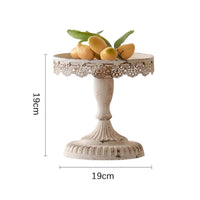 Decorative Tray with Pedestal Vintage Lace-Edge Pedestal Stand Antique-Style for Photography Styling