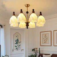 French Vintage Style Chandelier with Wood Accents for Dining Room