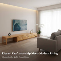Solid Wood TV Cabinet Minimalist Design Extendable TV Stand Sturdy Build Rubberwood Media Cabinet for Homeowners, Apartment Dwellers, Bedroom, Home