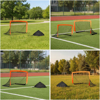 2 Pieces Soccer Goal with Ground Stakes Compact Portable Soccer Goal Stable Athletic Gear for Children, Children