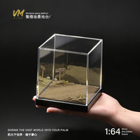 VM 1:64微缩沙滩地台带亚克力展示盒 车模沙盘拍摄造景底座展示台