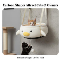 Easy to Hang Hanging Cat Sling Comfortable Round Cat Swing Bed Warm & Cozy Pet Furniture Space Saving for In a Enclosure, Indoors, Living Room, Bedroom