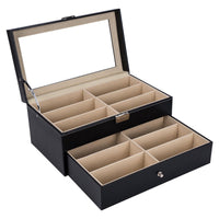 Two-Layer Eyewear Storage Box with Drawer Large Capacity Glasses Storage Box with Drawer Dust-Proof Eyeglass Case with Window Safeguarding for Fashion Enthusiasts, Boutique Counter