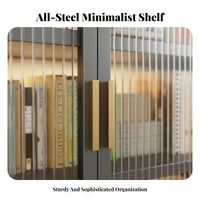 Multi-Tier Cupboard with Fluted Doors Particle-Resistantresistant Storage Cabinet Sturdy Construction Adaptable for Homeowners