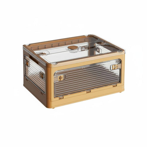 Collapsible Storage Crate with Doors Foldable Book Bin Large Capacity for Closet