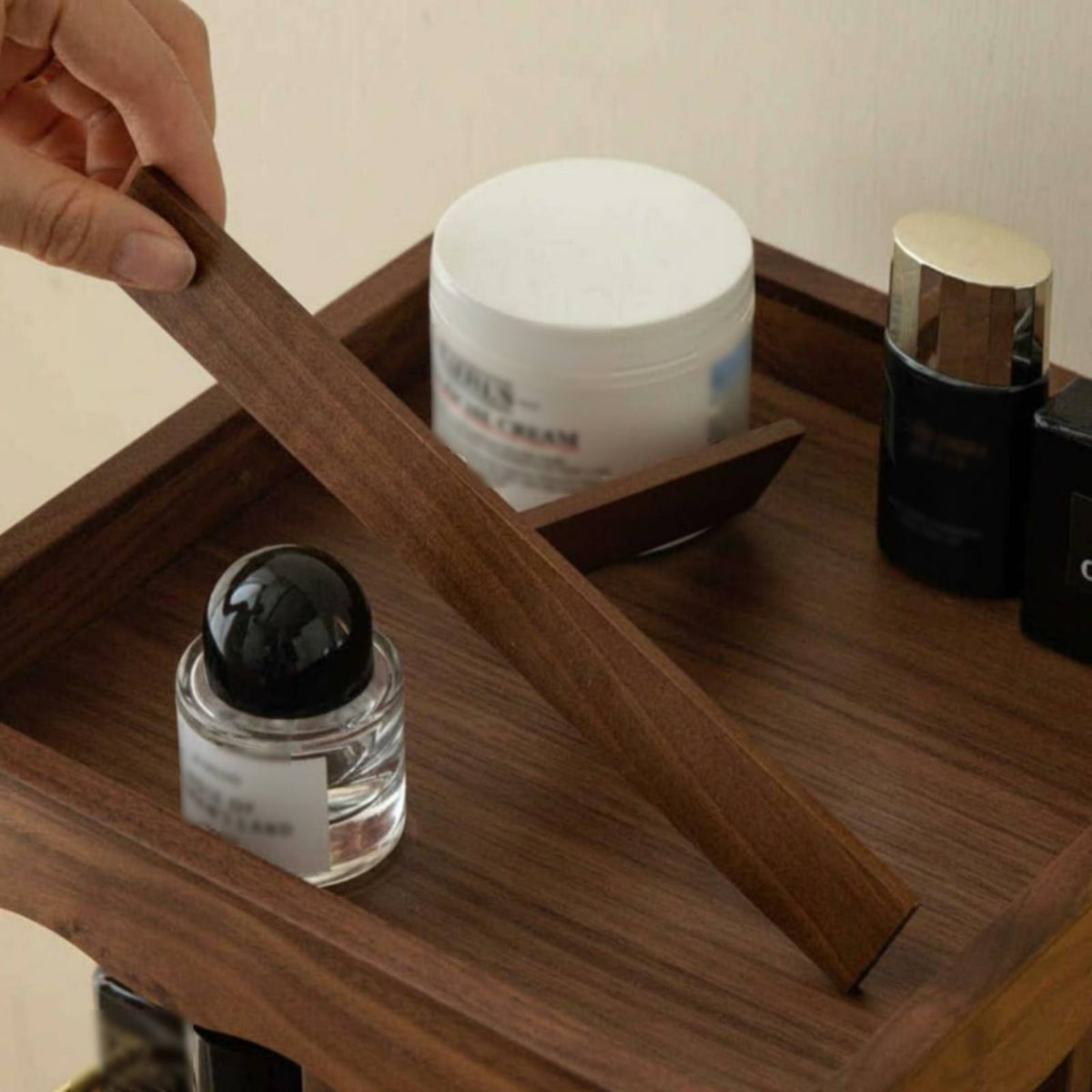 Rotating Wooden Makeup Organizer Large Capacity Revolving Vanity Tray Nordic Design Household Storage for Dresser Top