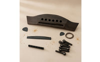 Wooden Guitar Bridge with Saddle Replacement Acoustic Guitar Bridge 6-String Hardware Pre-Slotted for Guitarists, Luthiers, Instrument Restoration