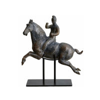 Horse Statue with Horseman Abstract Equestrian Statue Weathered for Bookshelf