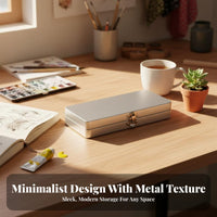 Rectangular Tin with Hinged Lid Portable Rectangular Tin Box multifunctional