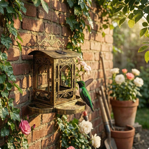Hanging Bird Feeder Sloped Roof Solar Bird Feeder Accessible Trays for Garden