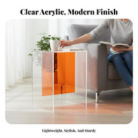 Transparent Waterfall Table Minimalist Design Nightstand Space-Saving for Office