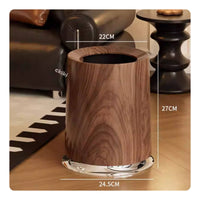Wood Grain Trash Can Sturdy Large Capacity Trash Bin Reusable for Living Room