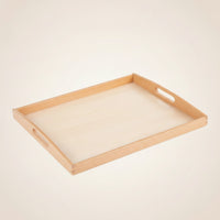 Rectangular Educational Tray with Handles Natural Wood Wooden Tray with Handles Solid Sturdy for Homeschool
