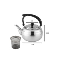 Stainless Steel Teapot All Heating Sources Stainless Metal Pot Rust Resistant Cooktop Stovetop Tea Kettle for Restaurant, Hotel, Cafe