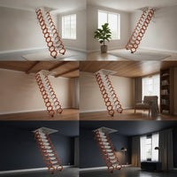 Retractable Attic Ladder Space-Saving Telescopic Attic Ladder Manual Folding Loft Steps for Homeowners, Overhead Opening